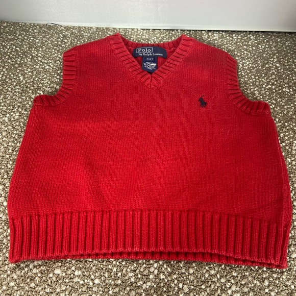 Polo Ralph Lauren Other - Polo by Ralph Lauren Boy Red Sweater Vest,Size 2/2T with V- Neck 100%Cotton.